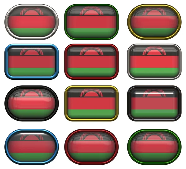 Twelve buttons of the Flag of Malawi — Stock Photo, Image