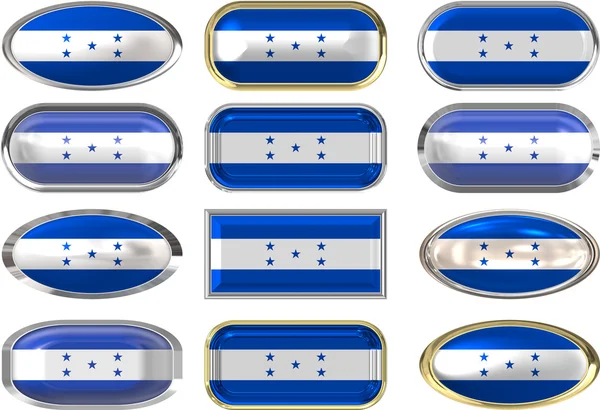 Doze botões da Bandeira de Honduras — Fotografia de Stock