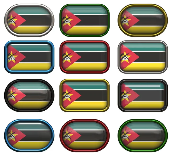 Doce botones de la Bandera de Mozambique — Foto de Stock