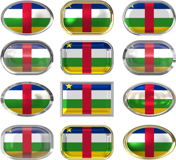 Двенадцать кнопок флага Центральноафриканской Республики — стоковое фото