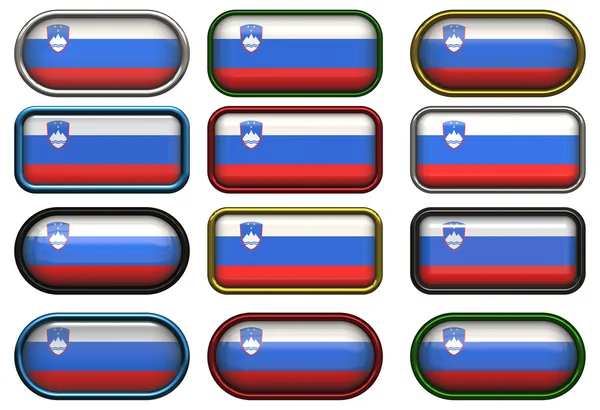 Doce botones de la Bandera de Eslovenia — Foto de Stock
