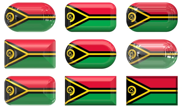 Dokuz cam düğmeleri Vanuatu Cumhuriyeti bayrağı — Stok fotoğraf