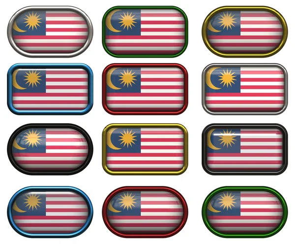 12 botones de la Bandera de Malasia —  Fotos de Stock