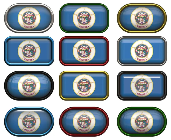 12 przycisków Flaga stanowa Minnesoty — Zdjęcie stockowe
