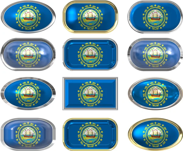 12 buttons of the Flag of New Hampshire — Stock Photo, Image