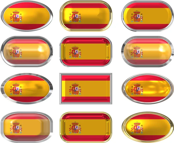 12 buttons of the Flag of Spain — Stock Photo, Image