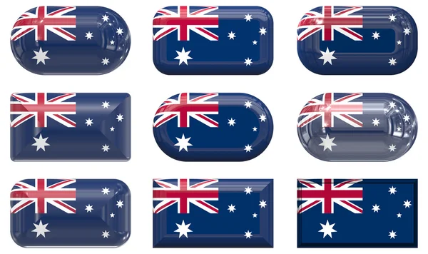 Dziewięć przycisków ze szkła flaga Australii — Zdjęcie stockowe