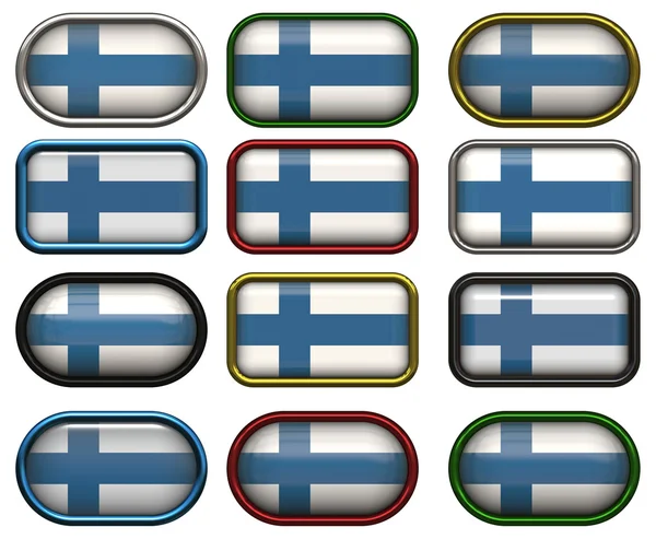 Двенадцать кнопок флага Финляндии — стоковое фото
