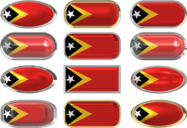 Twaalf knoppen van de vlag van Oost-timor — Stockfoto