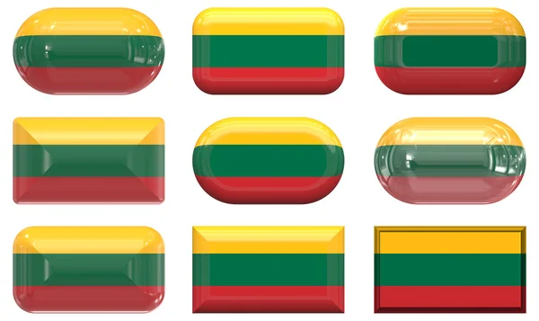 Neun gläserne Knöpfe der litauischen Flagge — Stockfoto