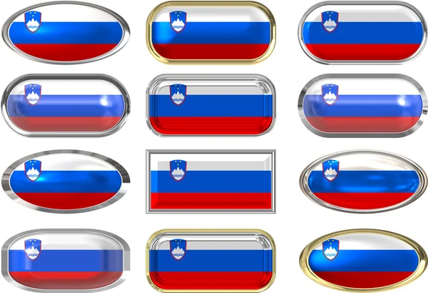 Doze botões da Bandeira da Eslovénia — Fotografia de Stock