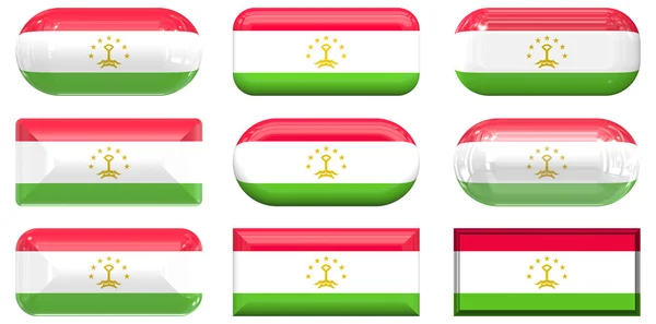 Neuf boutons en verre du Drapeau du Tadjikistan — Photo