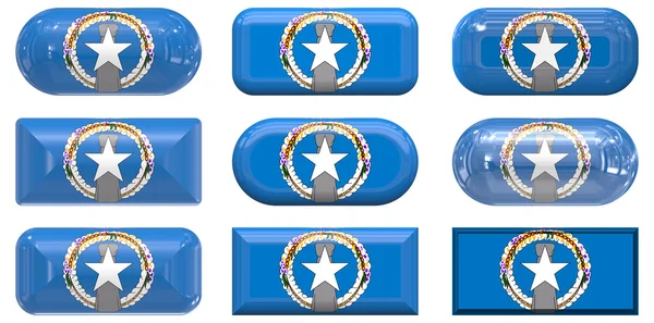 Nine glass buttons of the Flag of Northern Maria — Stock Photo, Image