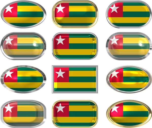Dodici pulsanti della bandiera del Togo — Foto Stock