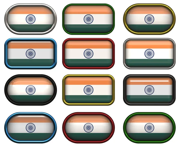 12 кнопок флага Индии — стоковое фото