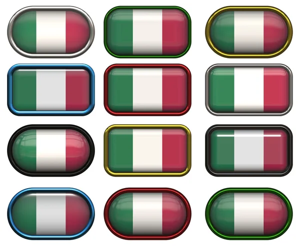 12 botones de la Bandera de Italia — Foto de Stock