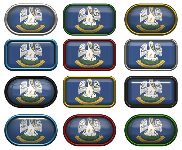 12 pulsanti della Bandiera della Louisiana — Foto Stock