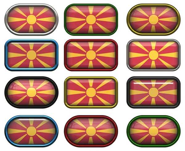 12 botões da Bandeira da Macedônia — Fotografia de Stock