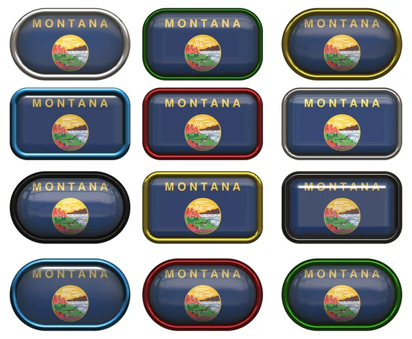 12 botones de la Bandera de Montana —  Fotos de Stock