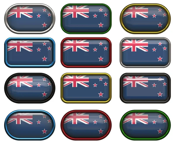 12 кнопок флага Новой Зеландии — стоковое фото