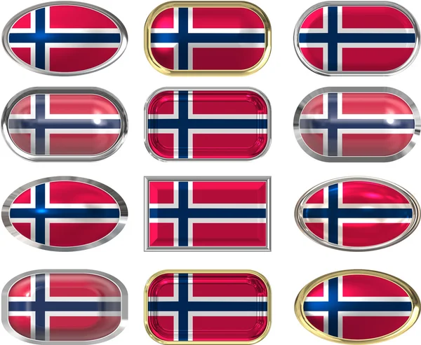 12 tlačítek norská vlajka — Stock fotografie