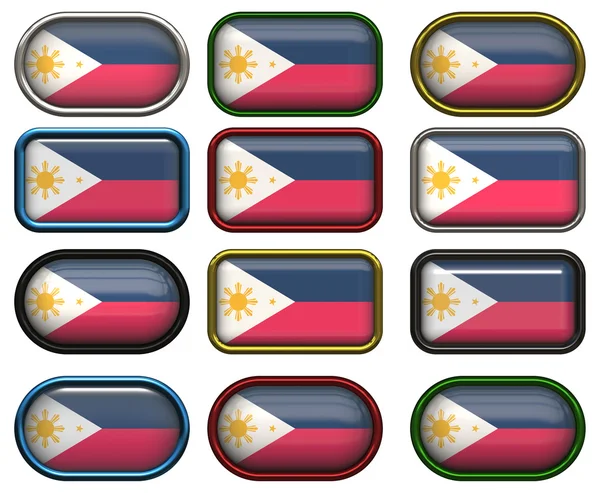 12 botones de la Bandera de Filipinas —  Fotos de Stock