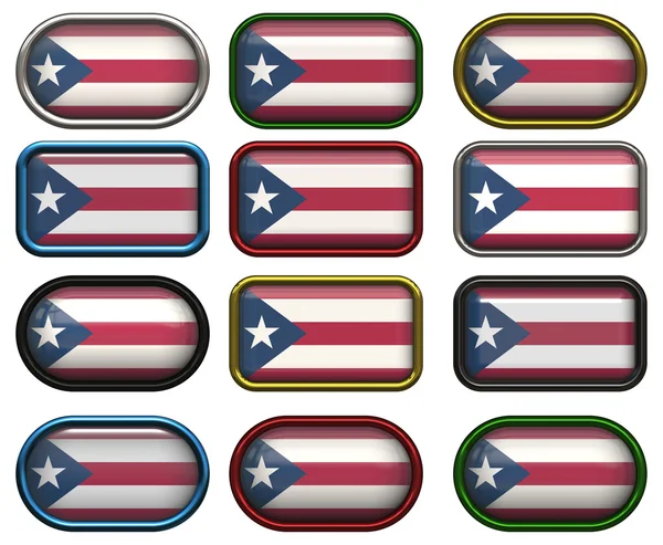 12 boutons du Drapeau de Porto Rico — Photo