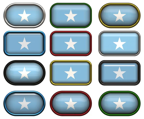 12 botones de la Bandera de Somalia —  Fotos de Stock