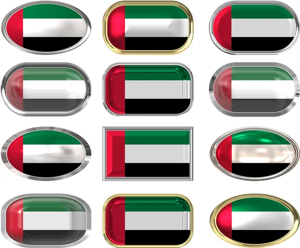 12 个按钮的旗子的阿拉伯联合酋长国 — 图库照片