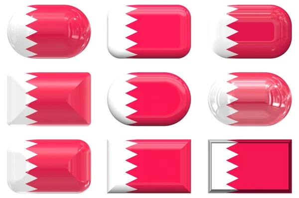 Negen glas knoppen van de vlag van Bahrein (Bahrain) — Stockfoto