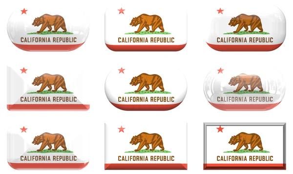 Nove botões de vidro da Bandeira da Califórnia — Fotografia de Stock