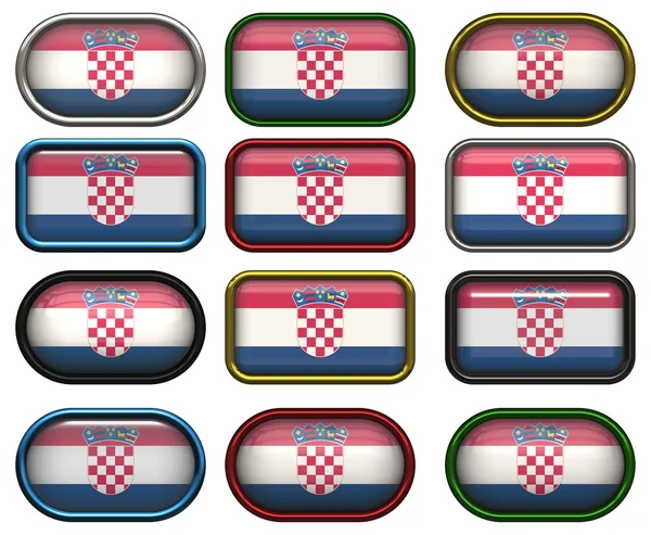 Doze botões da Bandeira da Croácia — Fotografia de Stock