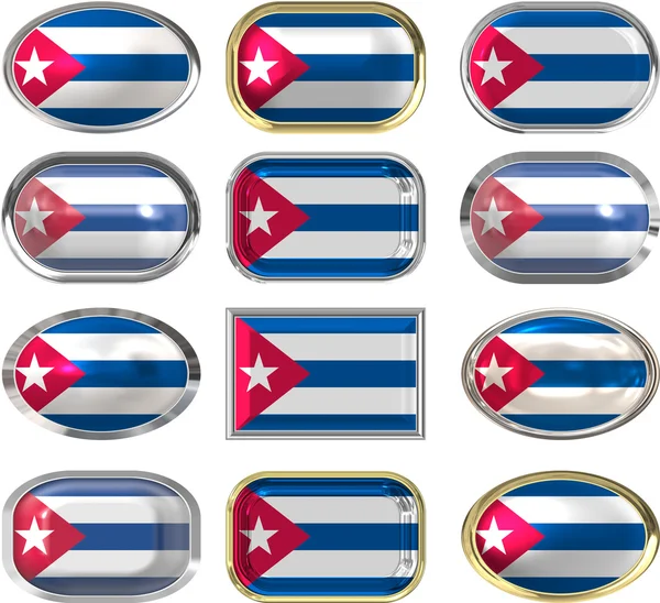 キューバの旗の 12 のボタン — ストック写真
