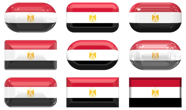 Nine glass buttons of the Flag of Egypt — Stock Photo, Image