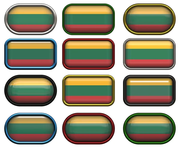 Doce botones de la bandera de Lituania —  Fotos de Stock