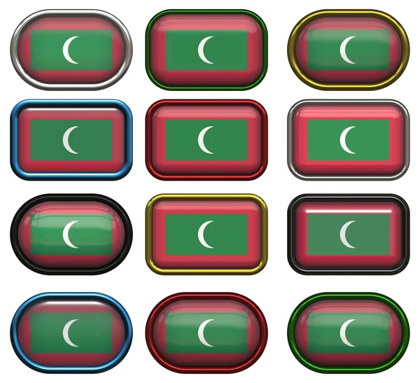 Doze botões da Bandeira das Maldivas — Fotografia de Stock