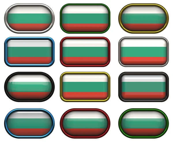Doze botões da Bandeira da Bulgária — Fotografia de Stock