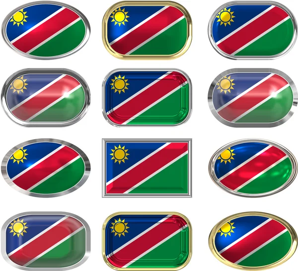 Doce botones de la bandera de Nambia —  Fotos de Stock