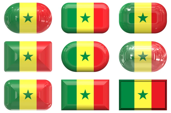 Nove botões de vidro da Bandeira do Senegal — Fotografia de Stock