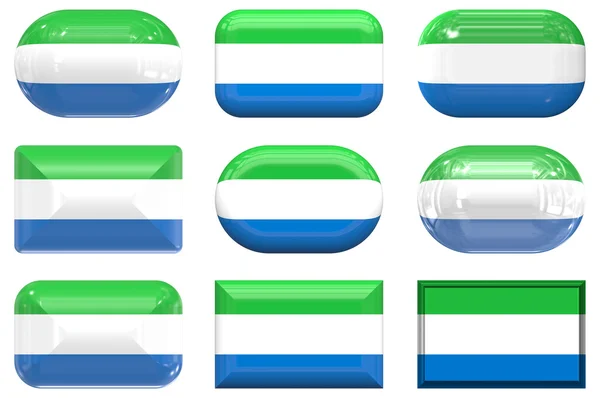 시에라리온의 국기의 9 개의 유리 버튼 — 스톡 사진