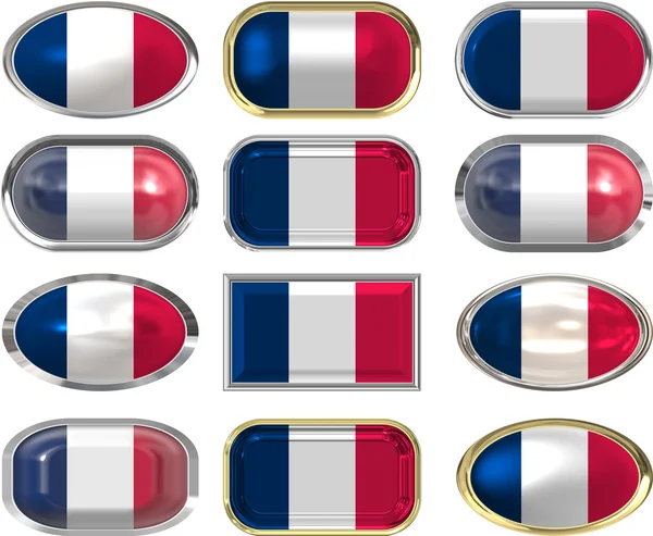 Twelve buttons of the Flag of France — Stock Photo, Image