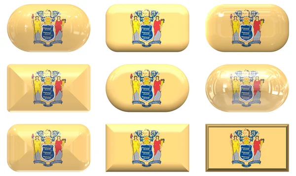 Nove pulsanti di vetro della Bandiera del New Jersey — Foto Stock