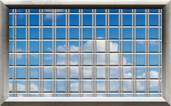 Голубое небо сквозь решетки — стоковое фото