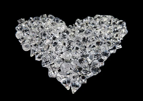 Hart van diamanten op zwart — Stockfoto