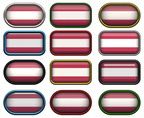 Двенадцать кнопок флага Австрии — стоковое фото