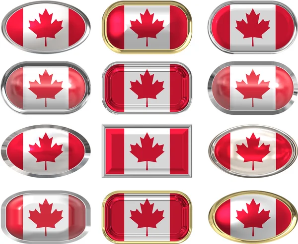 Tolv knappar av flaggan för Kanada — Stockfoto