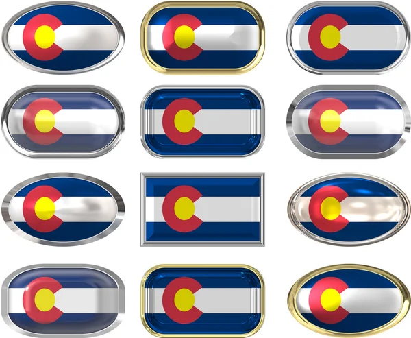 コロラド州の旗の 12 のボタン — ストック写真