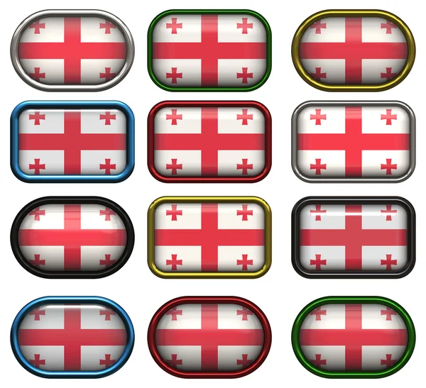 Doze botões da Bandeira da Geórgia — Fotografia de Stock