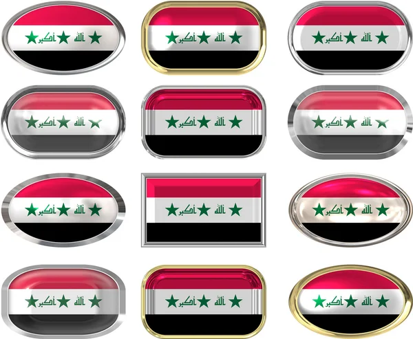 12 buttons of the Flag of Iraq — Stock Photo, Image