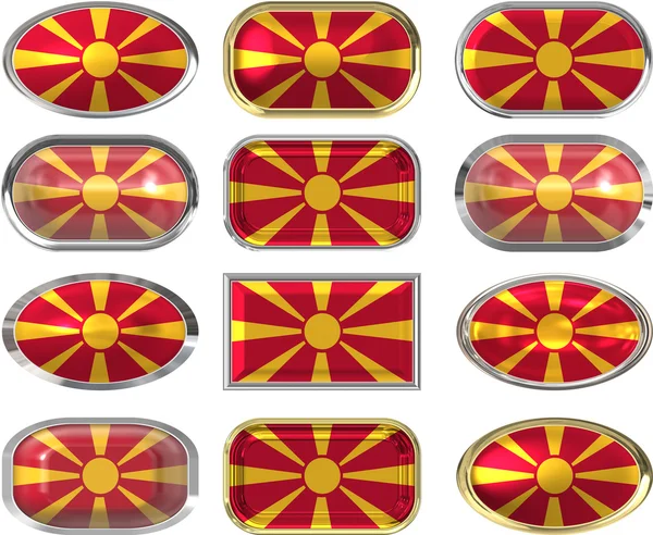 12 botones de la Bandera de Macedonia — Foto de Stock